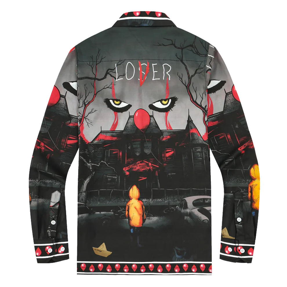 It Movie Halloween Long Sleeve Camp Collar Shirt