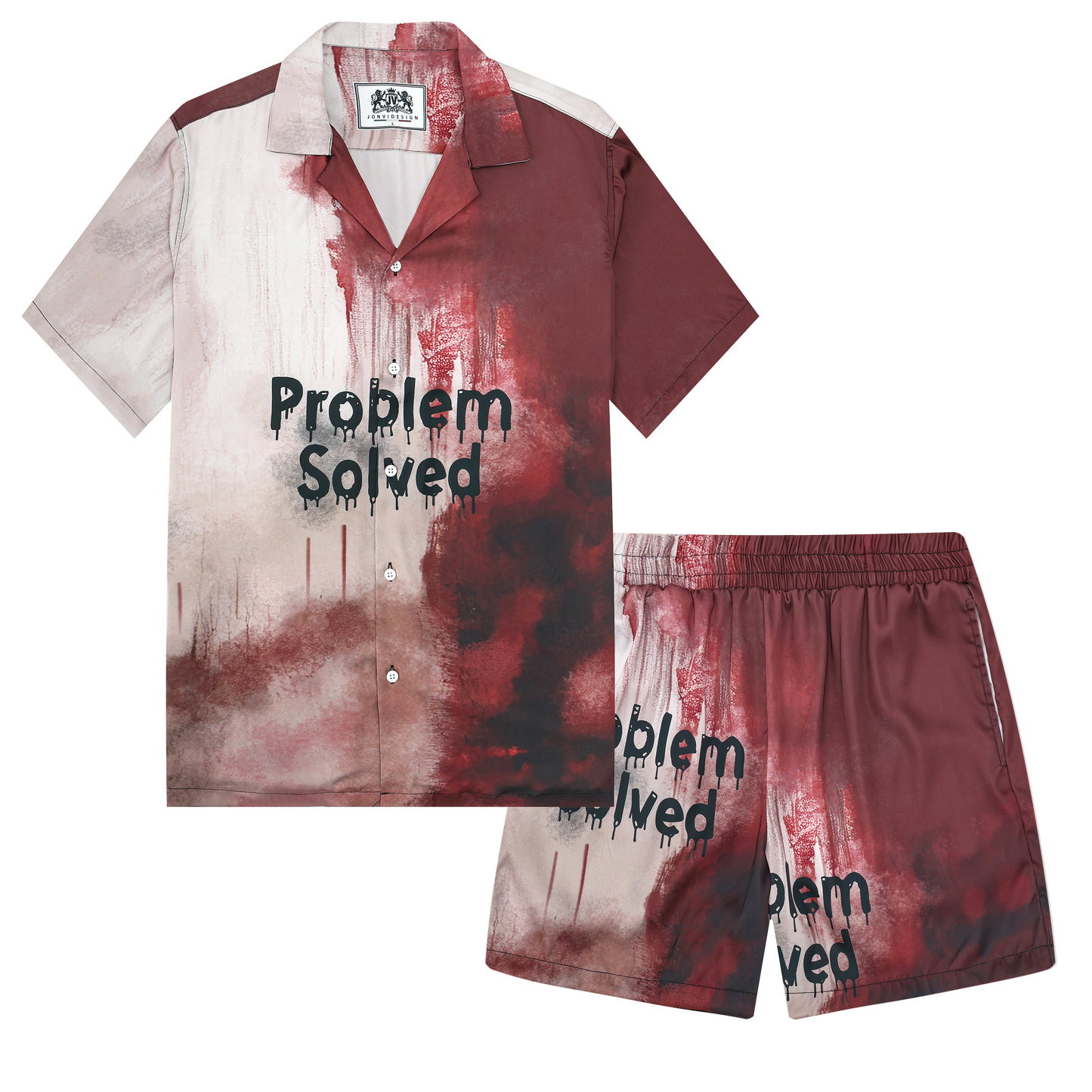 Problem Solved Bloody Camp Collar Short Sleeve Shirt