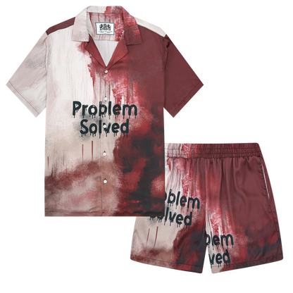 Problem Solved Bloody Camp Collar Short Sleeve Shirt