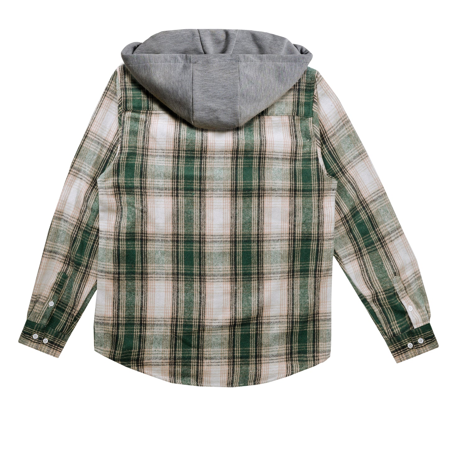 Vintage Green Plaid Hooded Shirt Jacket