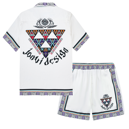 Triangle Tribal Pattern Silk Fiber Waistband Shorts