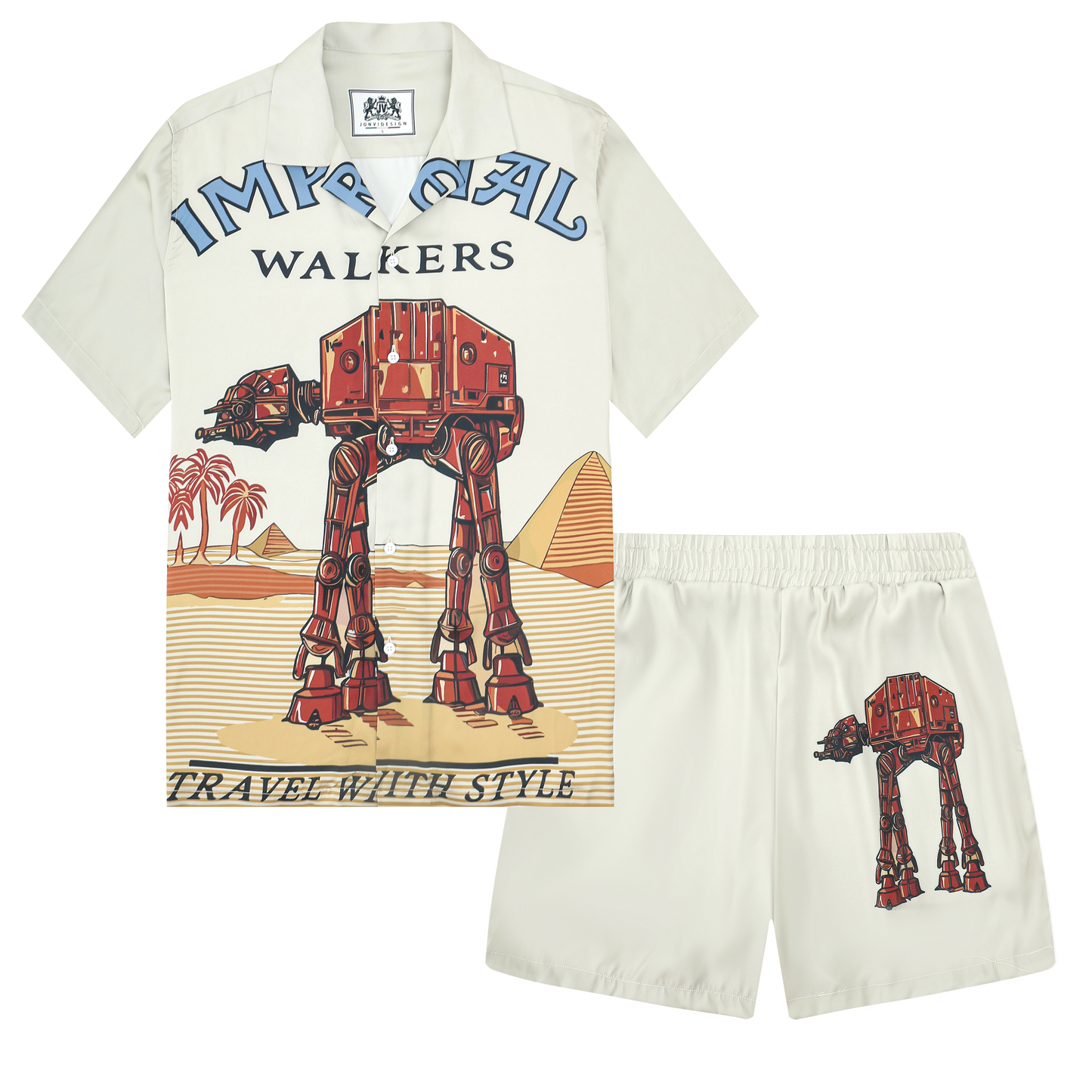 Star Wars Mecha Camp Collar Short Sleeve Shirt