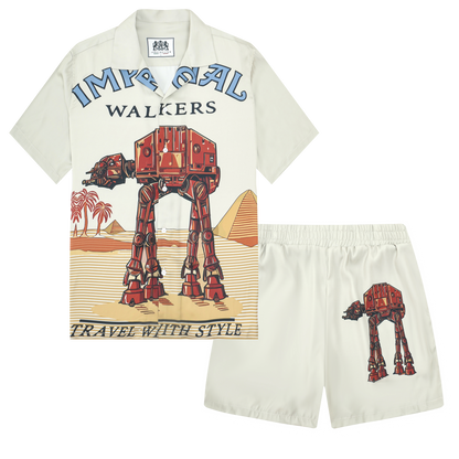 Star Wars Mecha Camp Collar Short Sleeve Shirt