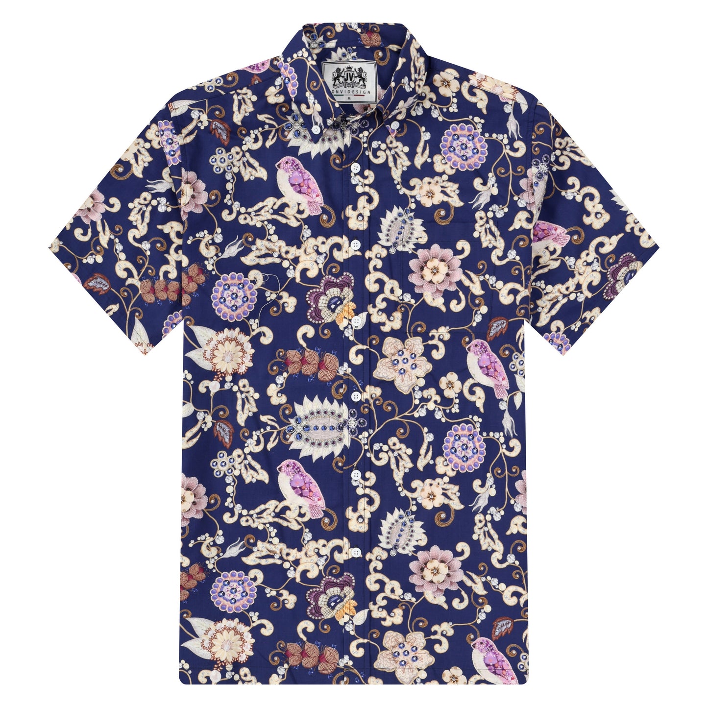 Natural Style Floral Pattern Button Short Sleeve Shirt