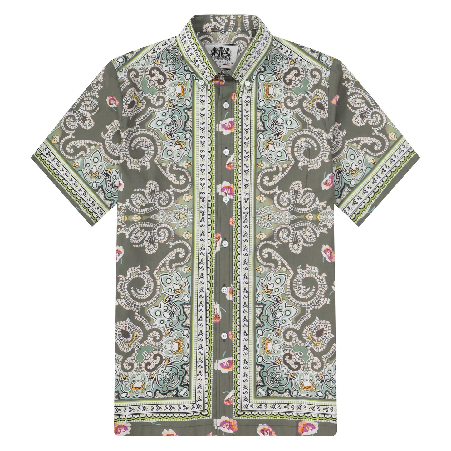 Cultural Tribal Pattern Button Short Sleeve Shirt