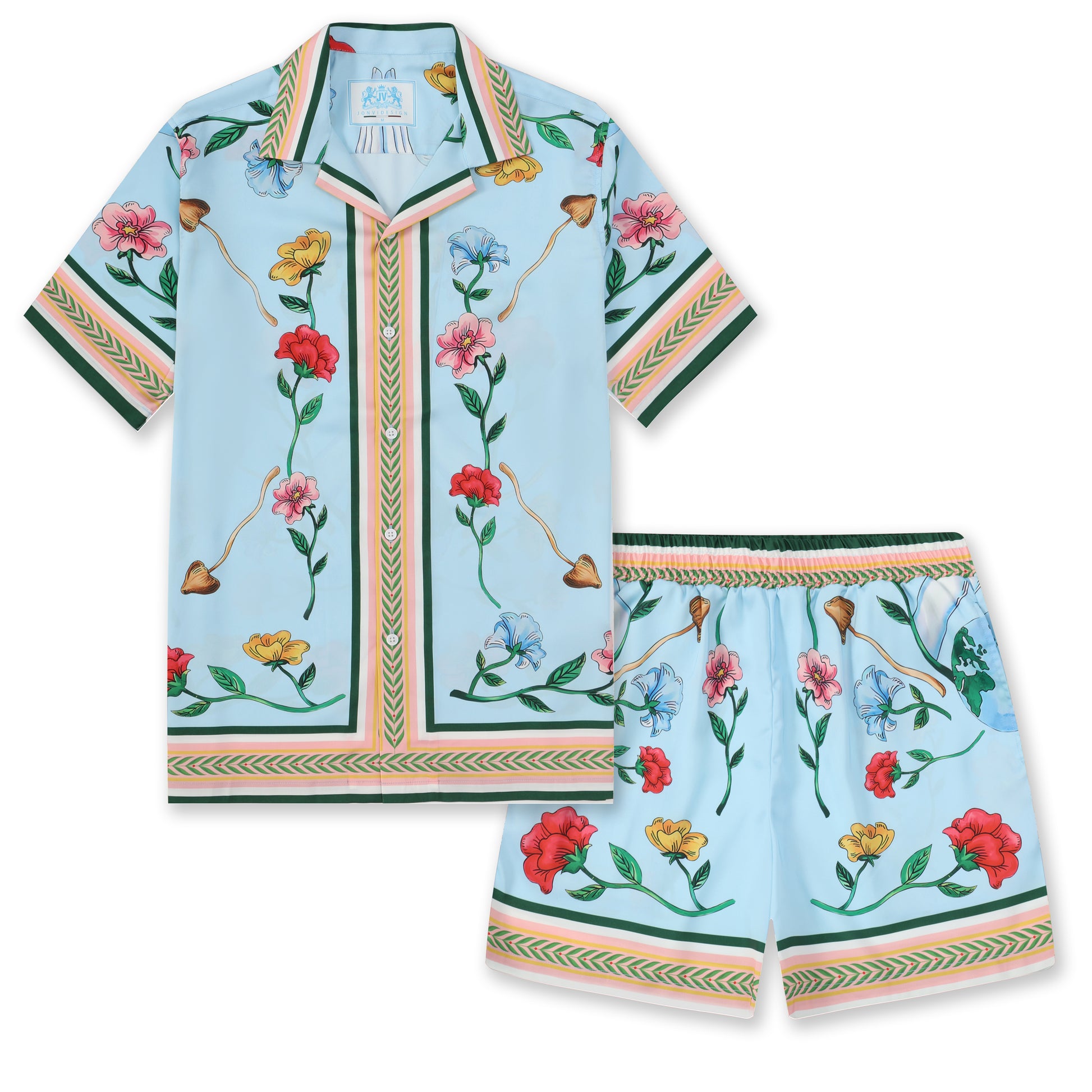 Floral Pattern Elastic Waistband Casual Shorts Jonvidesign