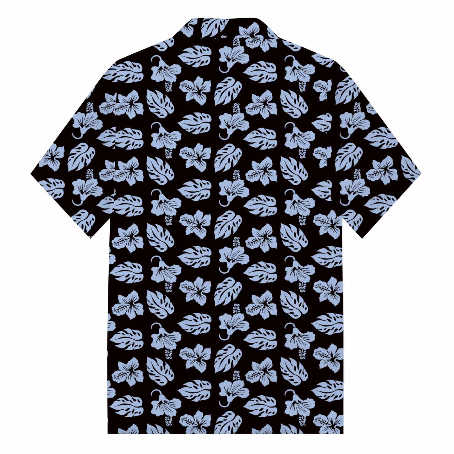 Hawaiian Blue Floral Camp Collar Short Sleeve Shirt
