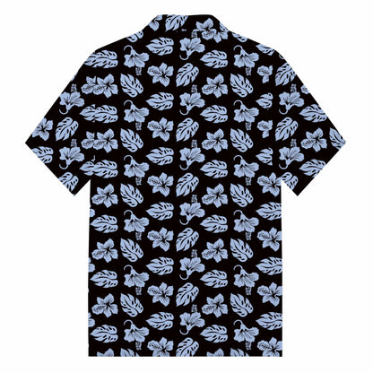 Hawaiian Blue Floral Camp Collar Short Sleeve Shirt