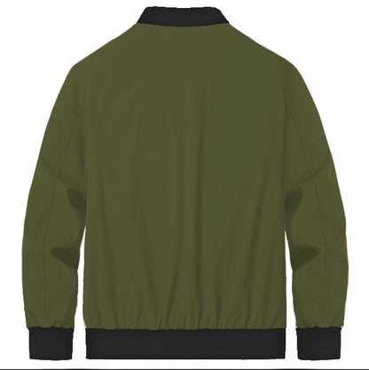 Army Green Zip-Up Bomber Jacket