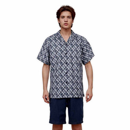 High-Grade Gray Style Camp Collar Short Sleeve Shirt