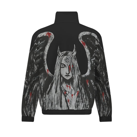 Scary Demon Print Zip Up Track Suit Top