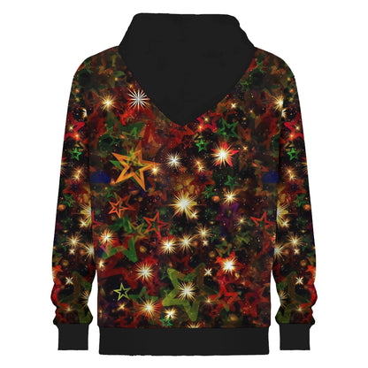 Star Print Hooded Sweatshirt Festive Atmosphere