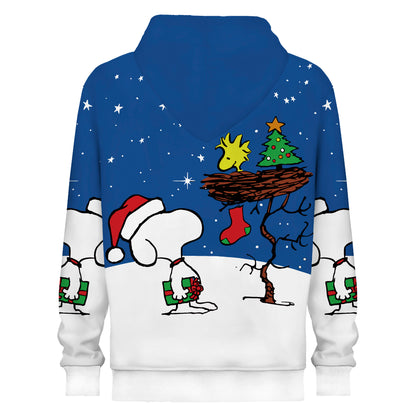 Christmas Puppy Gift Print Hooded Sweatshirt