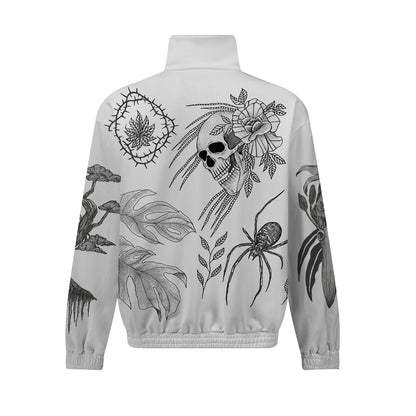 Skull Floral rint Zip Up Track Suit Top