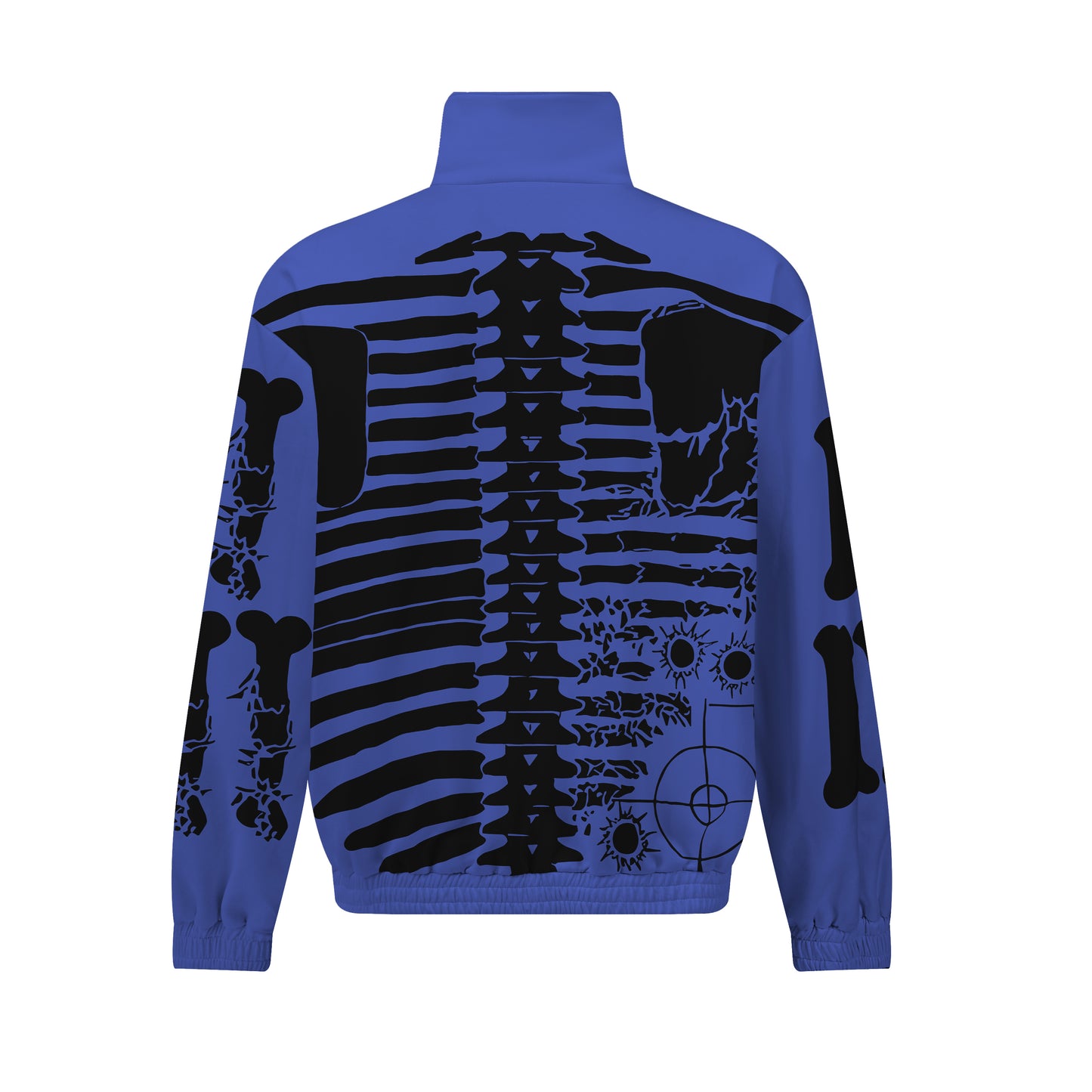 Blue Skull Holding Head Action Print  Zip Up Track Suit Top