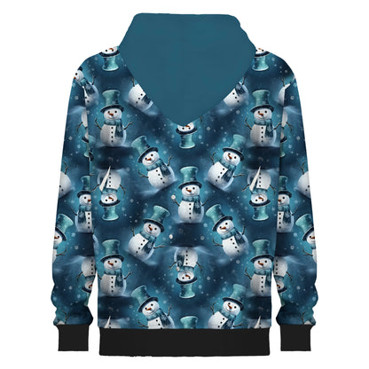 Gentleman Snowman Print Hooded Sweatshirt