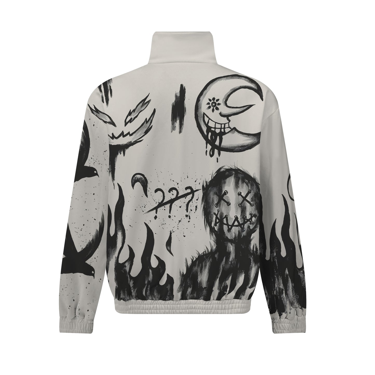 Halloween Print Zip Up Track Suit Top