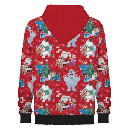 Red Christmas Print Hooded Sweatshirt