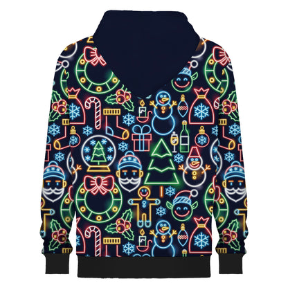 Colorful Light Christmas Print Hooded Sweatshirt