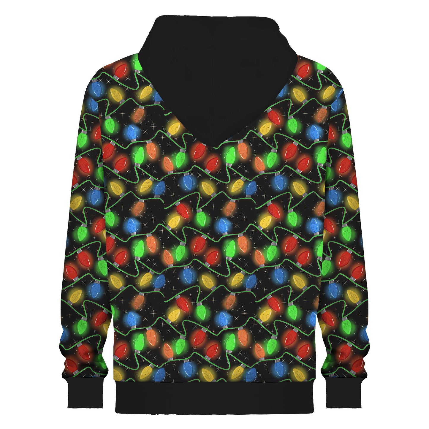 Christmas Lights Print Hooded Sweatshirt