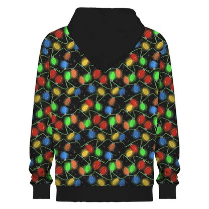 Christmas Lights Print Hooded Sweatshirt