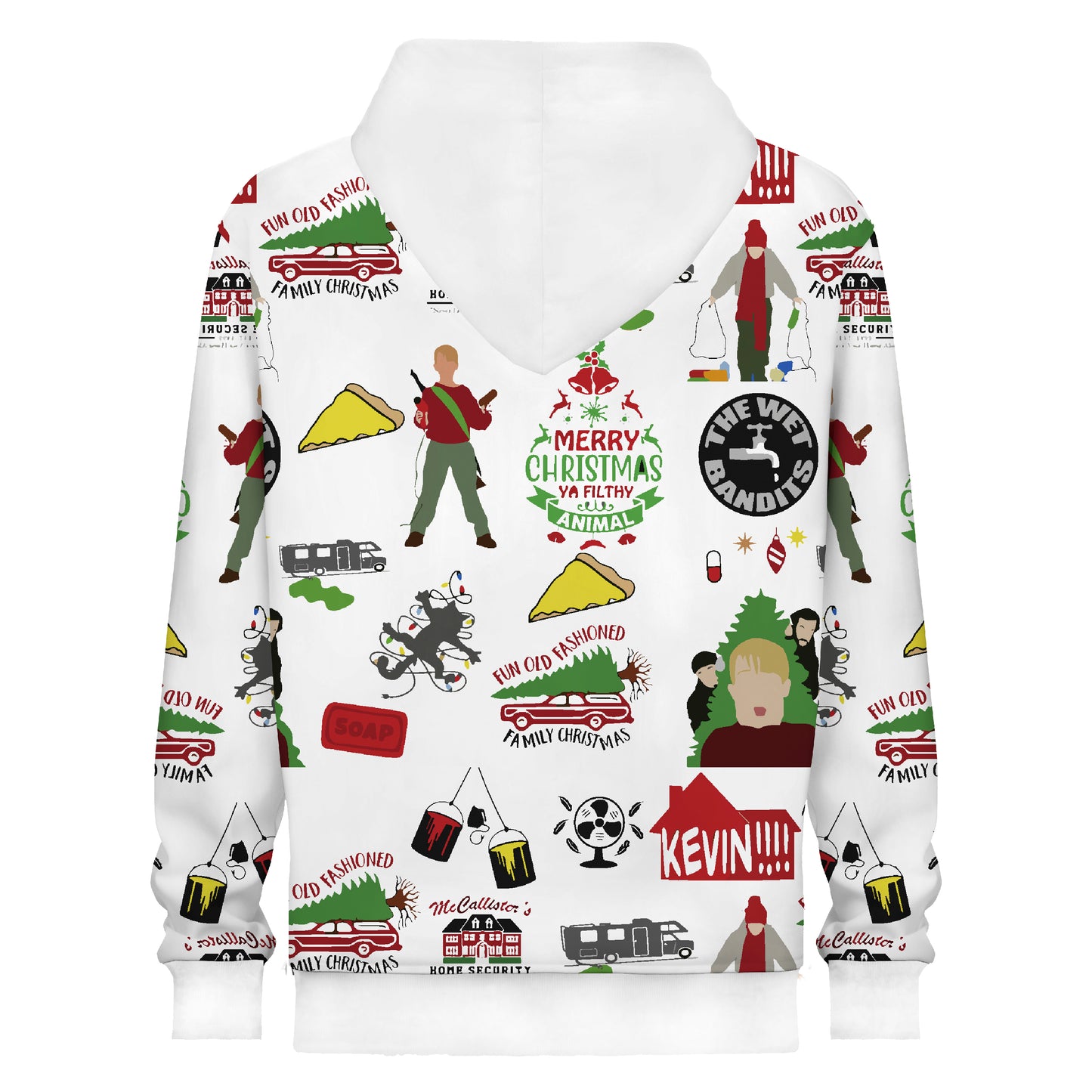 Christmas Print Hooded Sweatshirt White For Men