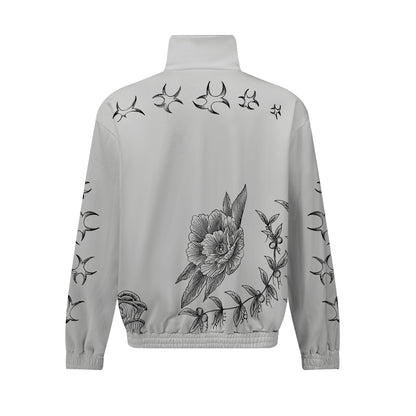 Foral Leaf Print  Zip Up Track Suit Top