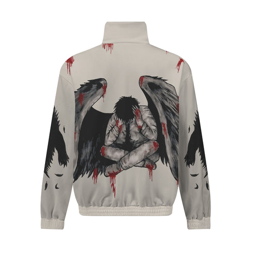 Fallen Angel Print Zip Up Track Suit Top