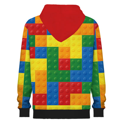 Colorful Lego Print Hooded Sweatshirt