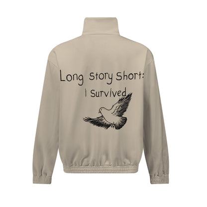 Long Story Short Print Zip Up Track Suit Top