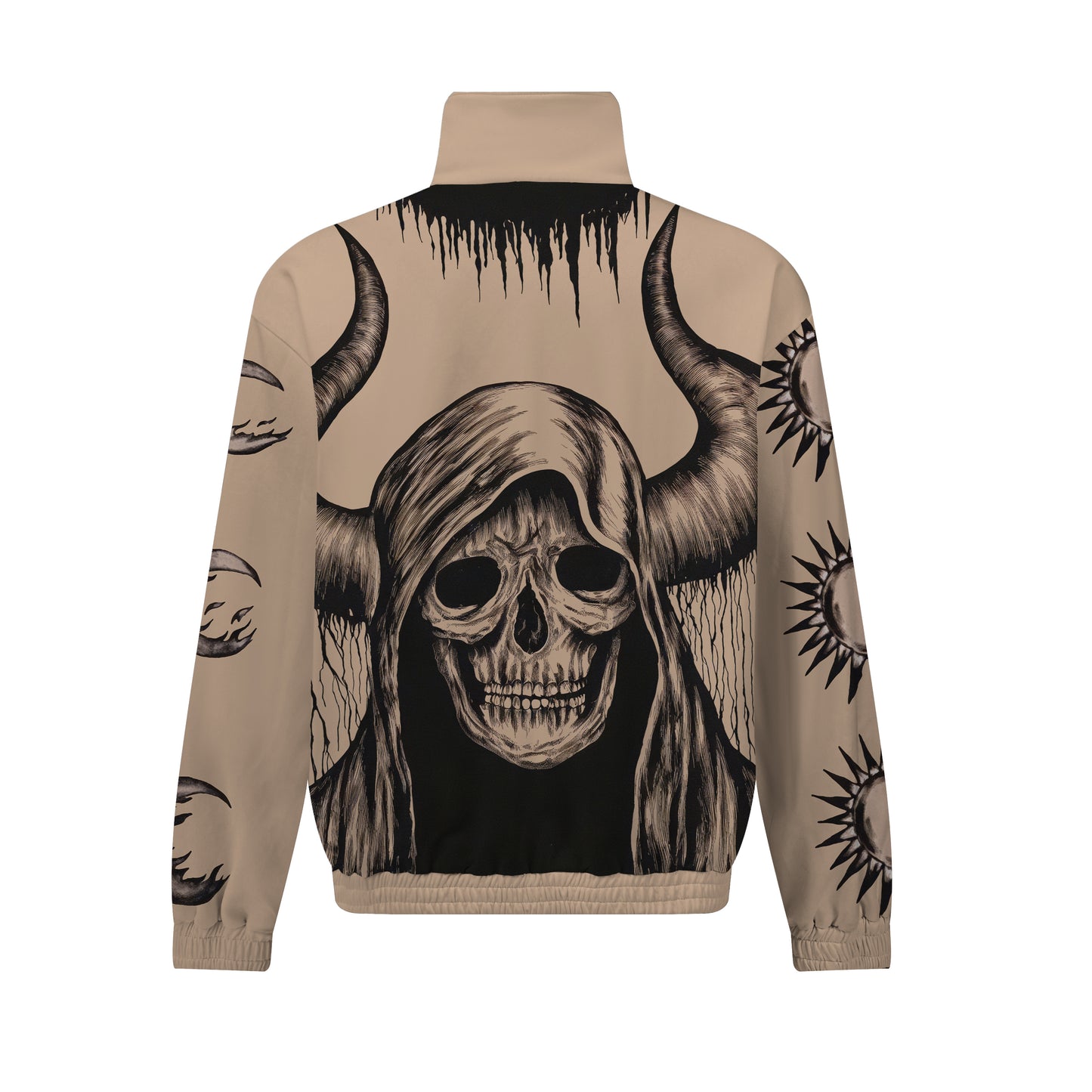 Hooded Skull Print Zip Up Track Suit Top