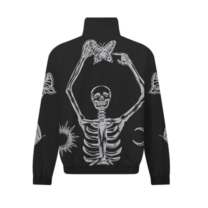 Skeleton Portrait Print  Zip Up Track Suit Top