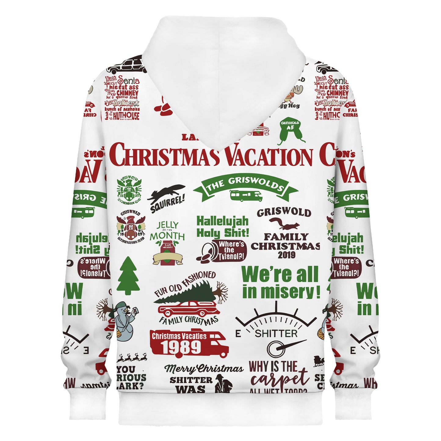 Christmas Prints Hooded Sweatshirt Fleece Lined Keep Warm