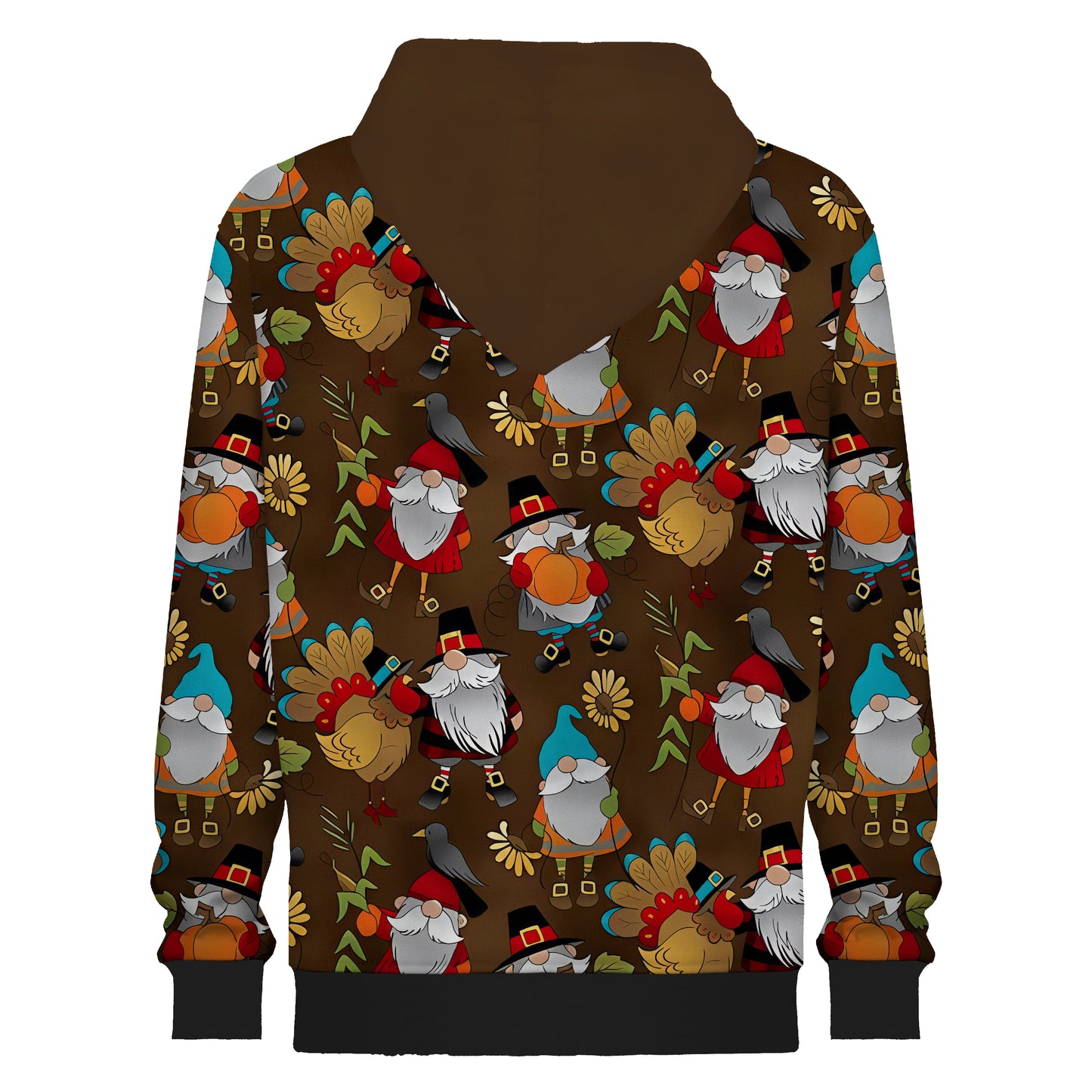 Santa Claus And Turkey Print Hooded Sweatshirt