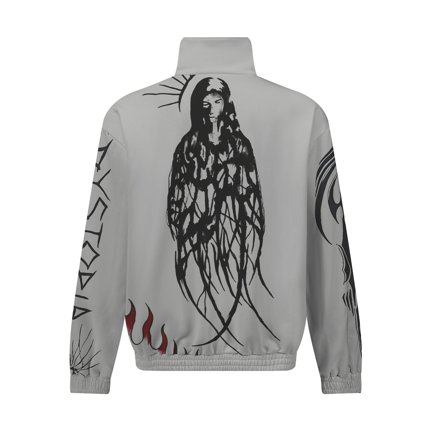 Fallen Angel Print Zip Up Track Suit Top