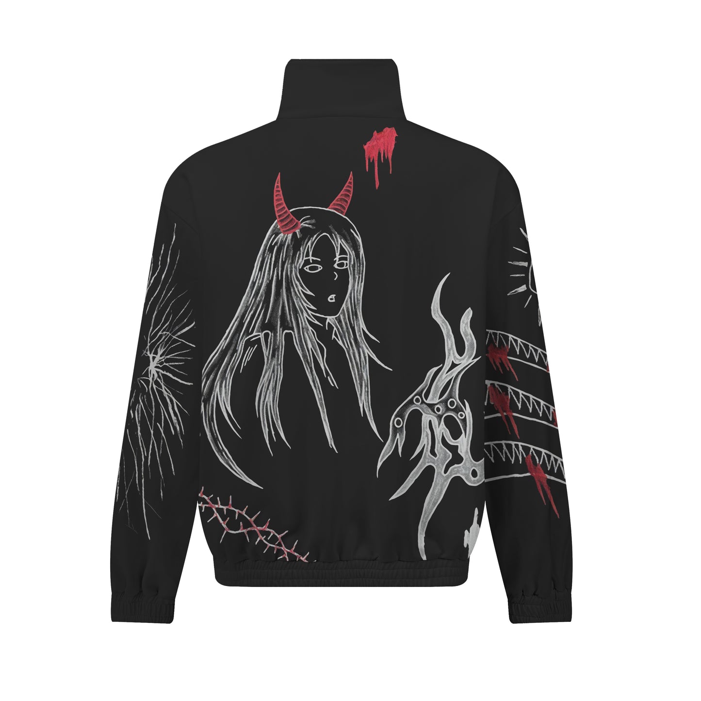 Devil Print  Zip Up Track Suit Top