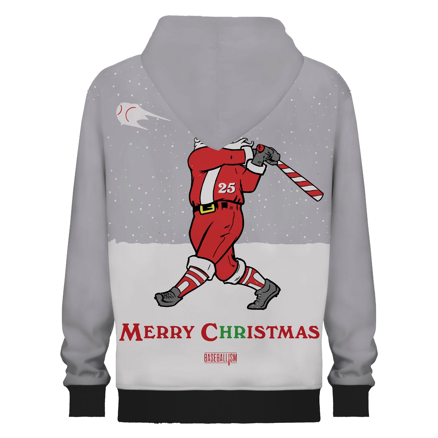 Santa Claus Playing Baseball Print Hooded Sweatshirt