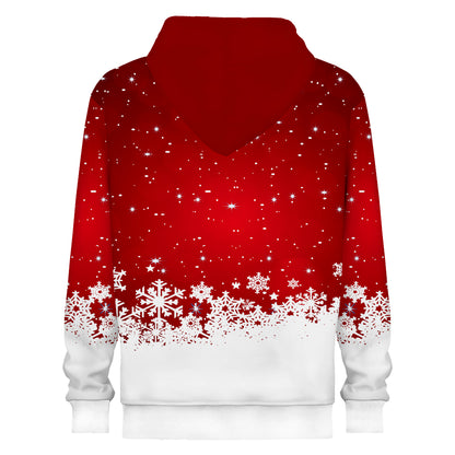 Snowflakes Print Hooded Sweatshirt