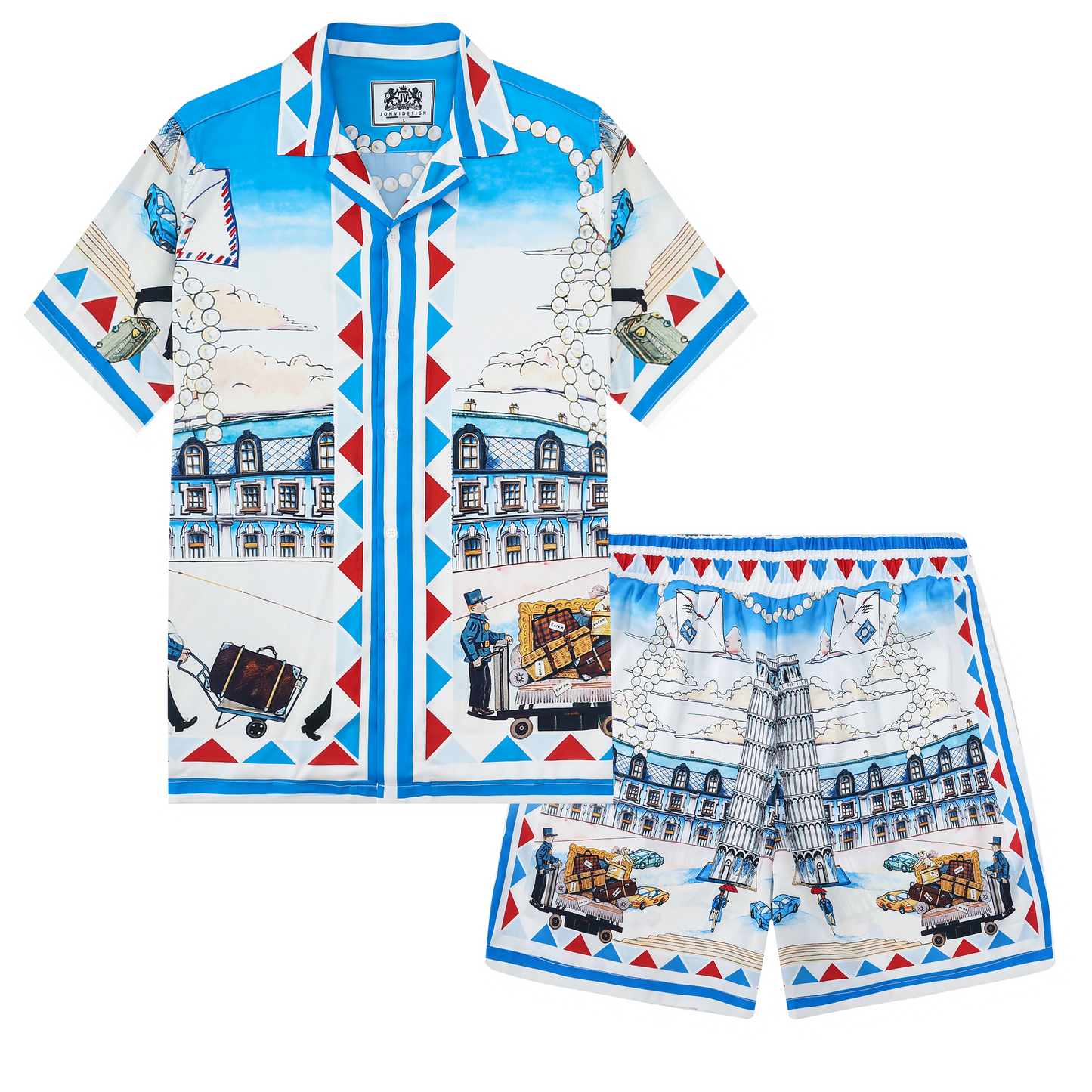 Resort Pattern Print Short Sleeve Camp Collar Shirt