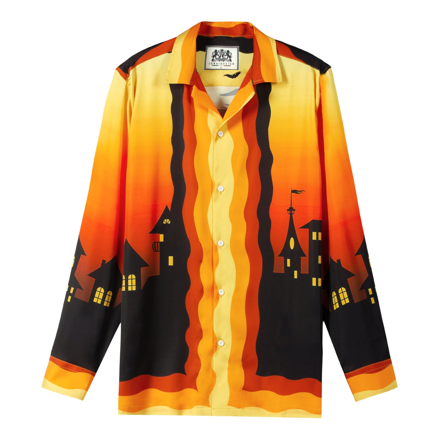 Halloween Witch Long Sleeve Camp Collar Shirt