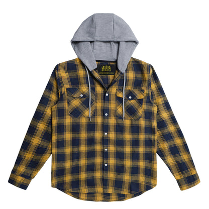 Hooded Shirts Long Sleeve Casual Plaid Button