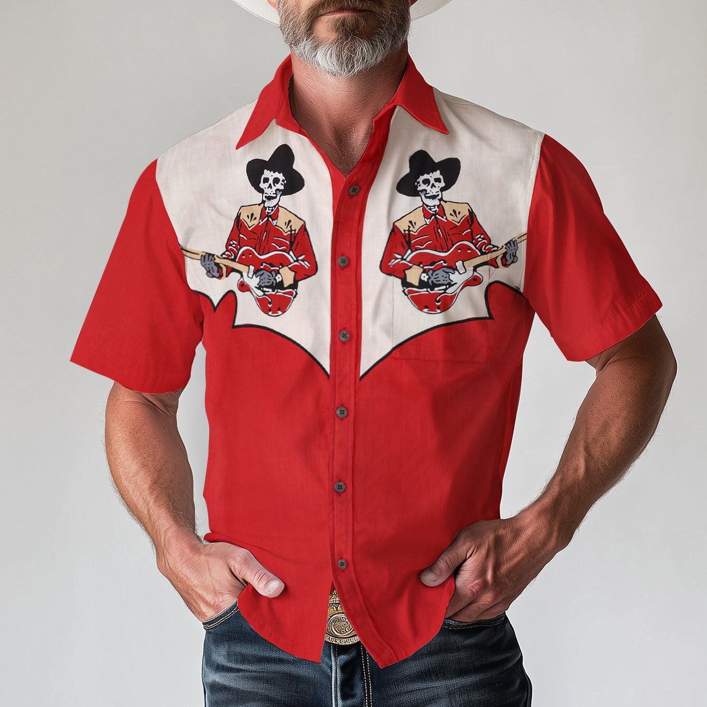 Cowboy Song Theme Cattlemen Short Sleeve Shirt for Men