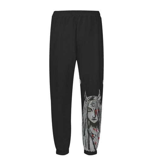 Scary Demon Print Elastic Waist Sports Sweatshirt Pants