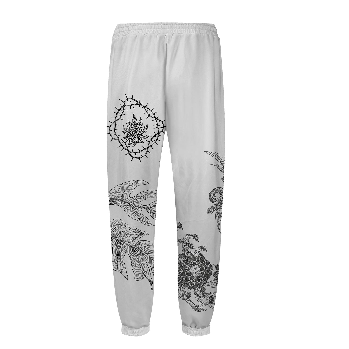 Skull Floral Print Elastic Waist Sports Sweatshirt Pants