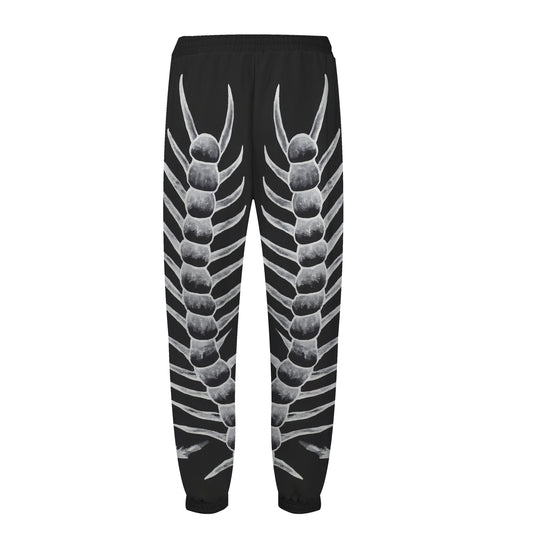 Centipede Skull Print Elastic Waist Sports Sweatshirt Pants