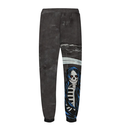 Skull Print Holding Sickle Elastic Waist Sports Sweatshirt Pants