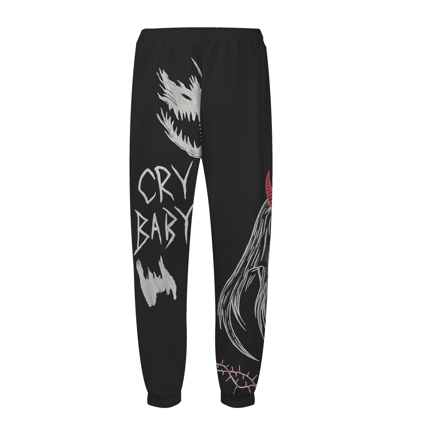 Devil Print Elastic Waist Sports Sweatshirt Pants