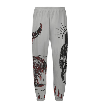 Fallen Angel Print Elastic Waist Sports Sweatshirt Pants