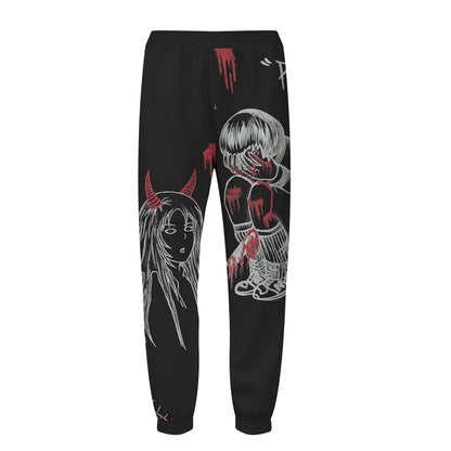 Devil Print Elastic Waist Sports Sweatshirt Pants