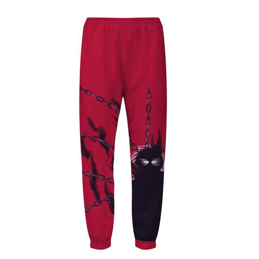 Chain Tied Evil Spirit Print Elastic Waist Sports Sweatshirt Pants